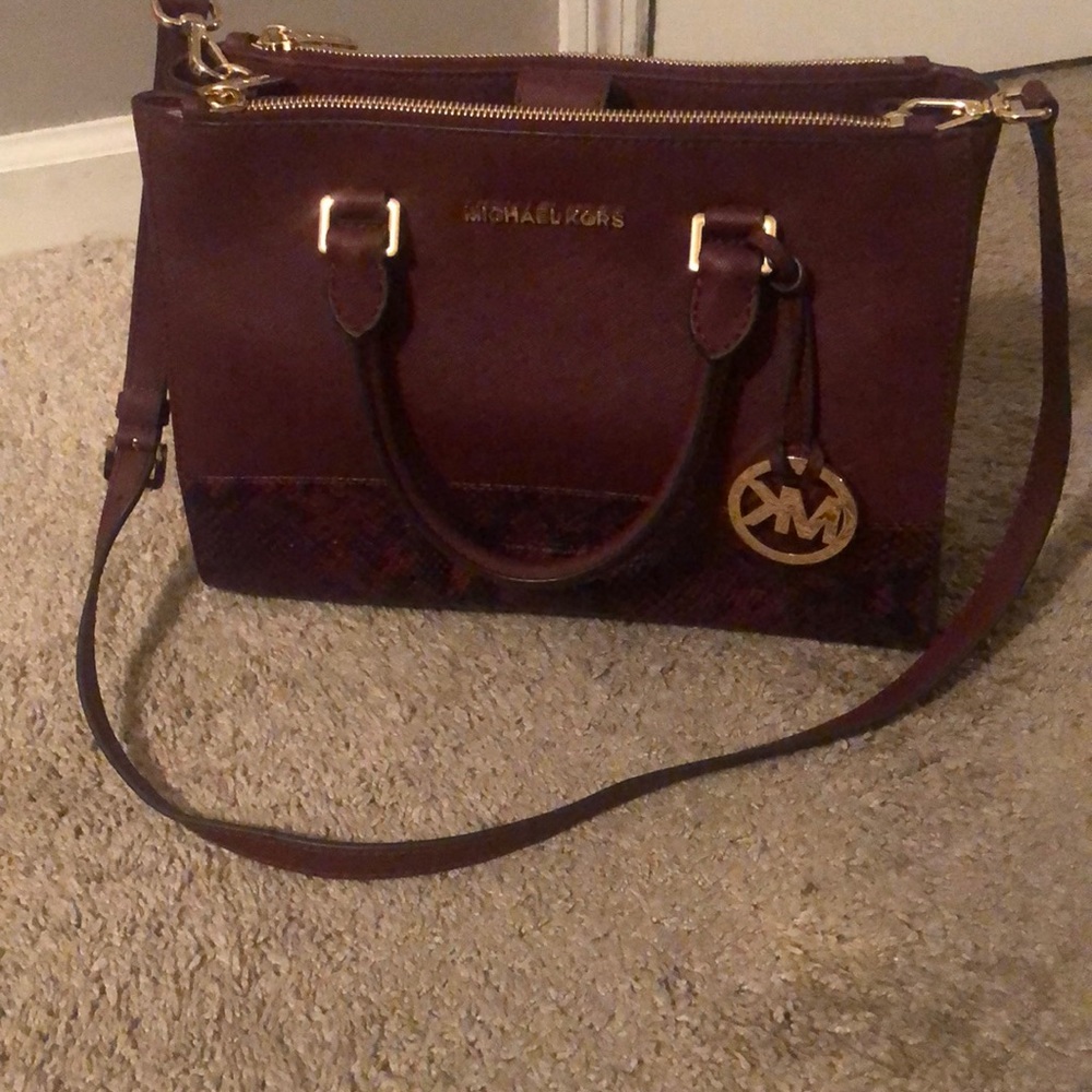 Michal Kors Authentic Maroon Snakeskin purse